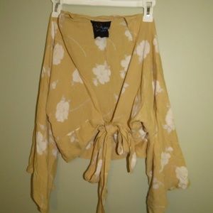 blue life planet blue yellow crop top